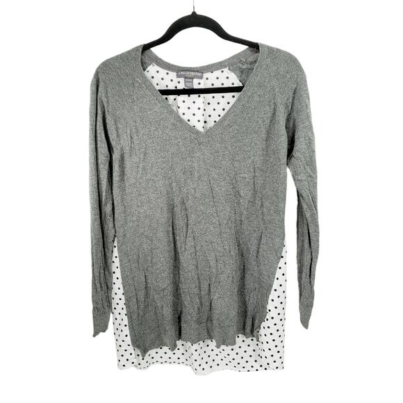 A Pea In The Pod Maternity Sweater M Blouse Women Gray White Gray Polka Dot - Picture 1 of 9